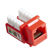 10 Pack Lot - CAT5e RJ45 110 Punch Down Keystone Modular Snap-In Jacks - RED picture