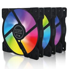 3 Pack 120mm Black Frame RGB LED PC Computer Case Cooling Fan Colorful Quiet picture