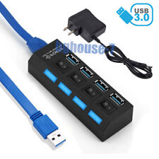 4 Ports USB 3.0 HUB Splitter Adapter AC Power Cable with off Switch Super Speed picture