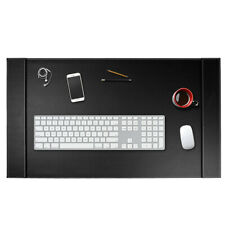 34x20 Premium Genuine Leather Home Office Laptop Desk Pad Black Edge-Locked Mat picture