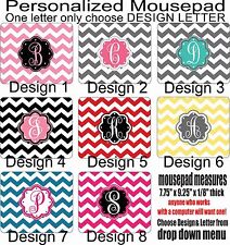 New Large Soft Personalized Chevron Mouse Pad Pink Green Red ONE LETTER MONOGRAM picture