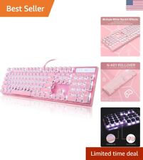 Vintage Pink Retro Punk Mechanical Gaming Keyboard with White Backlit - 104 Keys picture
