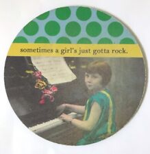 Artisan 'Sometimes a Girl's Just Gotta Rock' Vintage Piano Photo Round Mouse Pad picture
