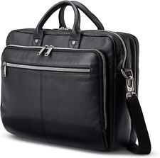 NEWSamsonite Classic Leather Toploader Laptop Briefcase - Black picture