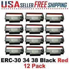 (12) EPSON ERC 30 / 34 / 38 BLACK & RED INK POS PRINTER RIBBONS  ~FREE SHIPPING~ picture
