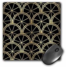 3dRose Art Deco Pattern Black and Gold MousePad picture