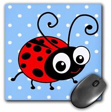 3dRose Cute ladybug on blue polka dots kawaii happy red and black spotted ladybi picture