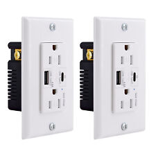 15 Amp Quick Charge USB Outlet Receptacle with 4.8A Type A & Type C Ports UL ×2 picture