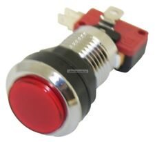 Red Long Length Illuminated chrome ring Arcade Game Push Button w/ microswitch picture