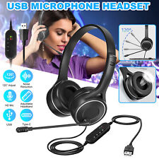 USB Wired Microphone Headphone Noise Reduction Computer for PC Chat Call Headset picture