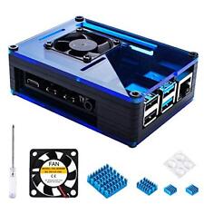 Case For Raspberry Pi 4 With Large Fan And 4 X Aluminum Heat Sinks Blue Miuzei picture