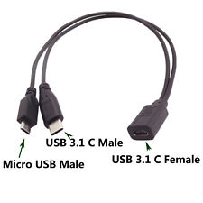 1pc USB 3.1 C Female to Micro Male & Type-C USB 3.1 Data Charge Splitter Y Cable picture