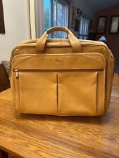 Solo NY Walker Brown Leather Rolling Briefcase Laptop Bag picture