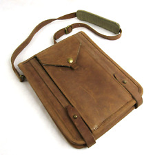 IPad Tablet Case Sleeve Temple Brown Oiled Leather WWII Canvas Shoulder Strap picture
