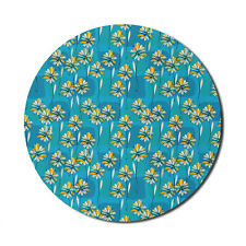 Ambesonne Doodle Floral Round Non-Slip Rubber Modern Gaming Mousepad, 8