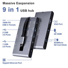US GTMEDIA 9-in-1 Hub Type C to USB 3.0 4K HDMI USB-C RJ45 VGA PD TF Adapter  picture