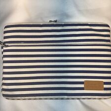 CANVASLIFE Tablet Laptop Sleeve Carry Case Bag Breton Striped Navy White Fleece picture