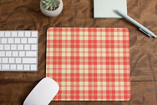 Plaid Red and Beige Mouse Pad for Computer Office Gaming Desk Non-Slip picture