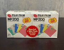 Vintage New Sealed 2 boxes Fuji MF2DD Micro Floppy Disks 3 1/2 22 Pieces picture
