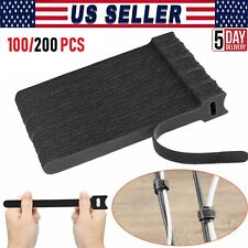 200 Cable Straps black Wire Cord Hook Loop Ties Reusable Fastening Organizer picture