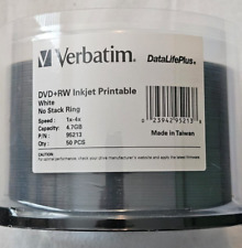 VERBATIM CORPORATION 95213 50PK DVD+RW 4X 4.7GB WHITE DATALIFEPLUS INKJET HUB PR picture