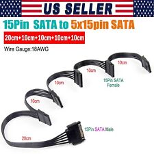 15 Pin SATA Power Y-Splitter Cable Adapter Extension 1 Male to 5 Female for HDD picture