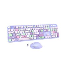 UBOTIE Colorful Computer Wireless Keyboard Mouse Combos, Typewriter Flexible ... picture