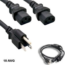 6 feet 18AWG AC Power Splitter Cable NEMA 5-15P to 2xIEC-60320 C13 10A/125V SJT picture