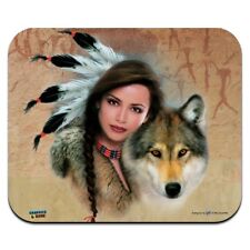 Spirit of the Wolf Native American Low Profile Thin Mouse Pad Mousepad picture