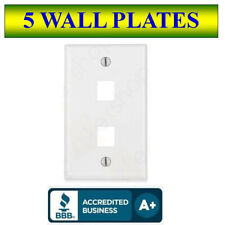 5 PACK Wall Plate 2 Port White Keystone Jack for RJ45 HDMI, USB, A/V Connectors picture