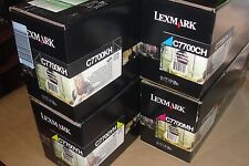 BRAND NEW GENUINE FACTORY SEALED SET LEXMARK C7700KH/ C7700CH/ C7700MH/ C7700YH/ picture