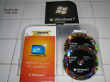 Microsoft Windows 7 Ultimate 32 Bit and 64 Bit DVDs MS WIN Full Retail Box Vers. picture
