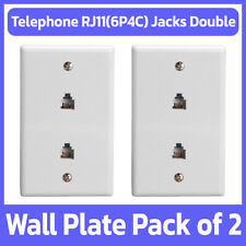 2 Pack Phone Wall Plate 6P4C RJ11 Dual Telephone Line Jack Faceplate - White picture