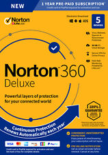 Original Sealed Norton 360 Deluxe for 5 Devices PC/MAC/Mobile with Free Tracking picture