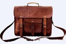 Genuine Vintage Brown Leather Messenger Shoulder Laptop Bag Briefcase New Men's picture