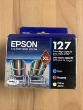 NEW Epson 127XL High Capacity Ink Cartridges Cyan/Magenta/Yellow 3-Pack 3/2020 picture