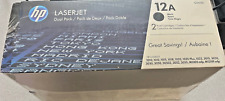 GENUINE HP TONER 12A Dual Pack Q2612D Black Cartridges LaserJet BRAND NEW SEALED picture