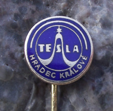 Antique Tesla Hradec Kralove Czech Electronic Company Sine Wave Logo Pin Badge picture