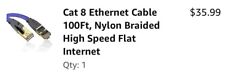 Cat 8 Ethernet Cable 100Ft, Nylon Braided High Speed Flat Internet picture