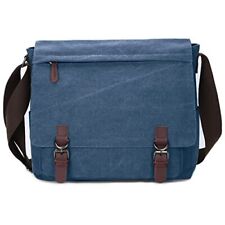 Canvas Messenger Bag for Men Women,Travel Satchel Shoulder bag Large, Blue  picture
