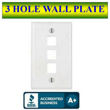 5 PACK Wall Plate 3 Port White Keystone Jack for RJ45 HDMI, USB, A/V Connectors picture