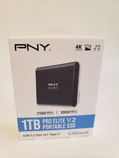 PNY Pro Elite V2 1TB External USB 3.2 Gen 2x1 Portable SSD Black New Sealed  picture