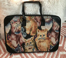 Vintage Tapestry Cat Print Briefcase 90’s. picture