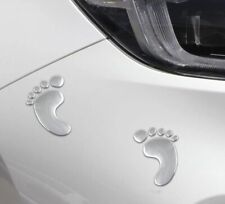 NEW 3D Silver Metal Pair of Baby Foot Prints Car Laptop Cabinet Wall Stickers picture