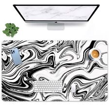Large Gaming Mouse Pad Black and White Marble Non-Slip Desk Pad Keyboard and picture