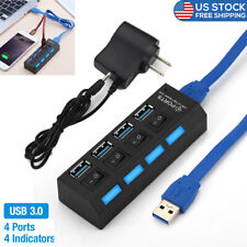 4 Ports Splitter USB 3.0 Hub with Power Adapter On/Off Switch For Laptop PC picture