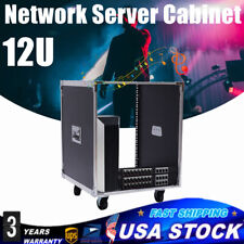 12U Cabinet Rolling Network Rack Audio Studio Video Telecom Equipment Rack Black picture