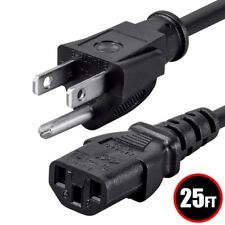 25FT 3-Prong US AC Power Cord Cable NEMA 5-15P To IEC320 C13 PC Monitor 18AWG picture