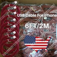 Bulk Lot Braided USB Cable 6FT For iPhone 14 13 12 11 XR 8 7 6 Fast Charge Cord picture