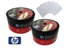 ON SALE 100 Pack (50 x 2) HP Logo Blank 16x DVD-R Disc + 100 White Paper Sleeve picture